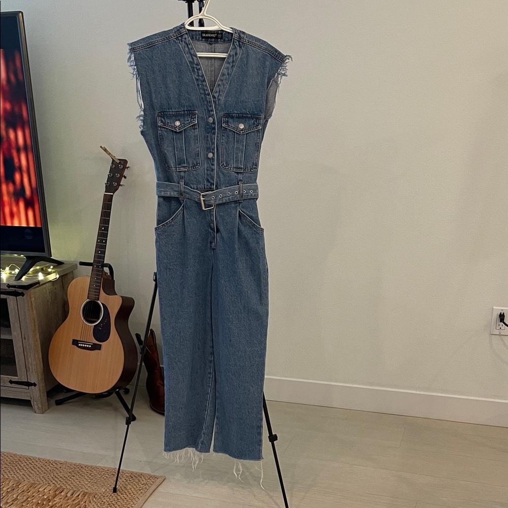 Blank NYC Blue Denim Sleeveless Overalls